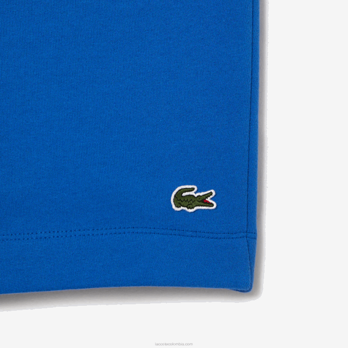 hombres Lacoste 6F24449 kxb azul shorts de felpa de algodón orgánico peinado