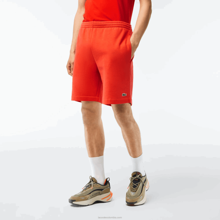 hombres Lacoste 6F24453 naranja 02k shorts de felpa de algodón orgánico peinado