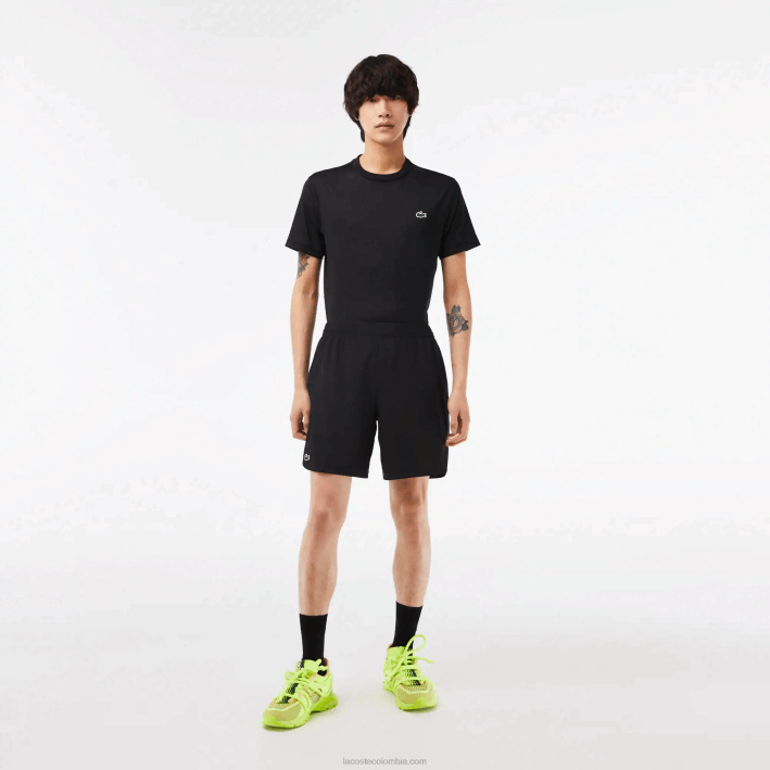 hombres Lacoste 6F24458 negro 8vm shorts deportivos de malla elástica a cuadros