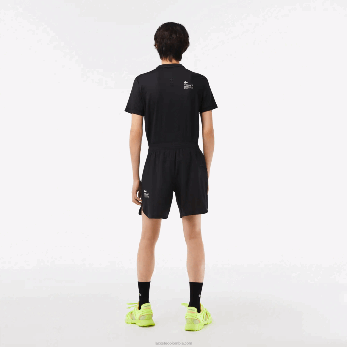 hombres Lacoste 6F24458 negro 8vm shorts deportivos de malla elástica a cuadros