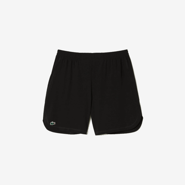 hombres Lacoste 6F24458 negro 8vm shorts deportivos de malla elástica a cuadros