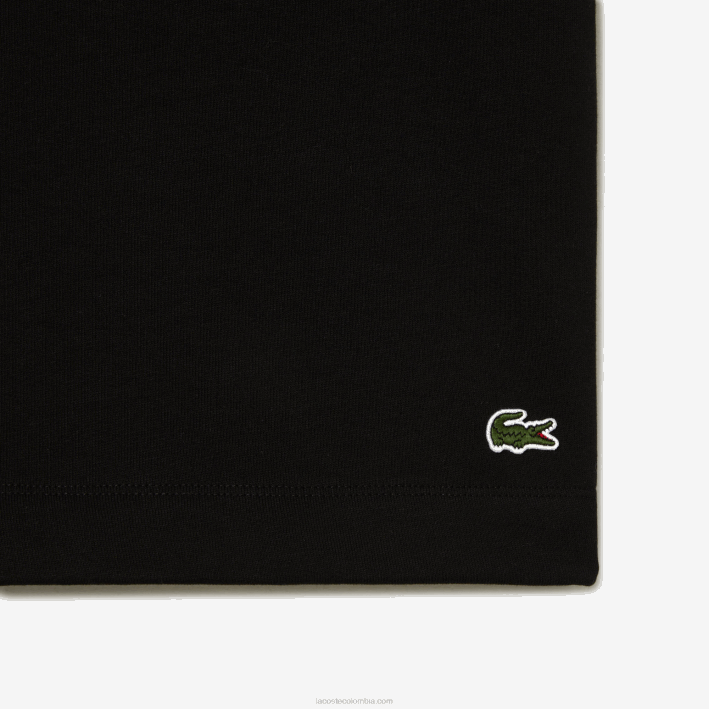 hombres Lacoste 6F24463 negro 031 Shorts de felpa cepillada de algodón orgánico - talla grande - grande