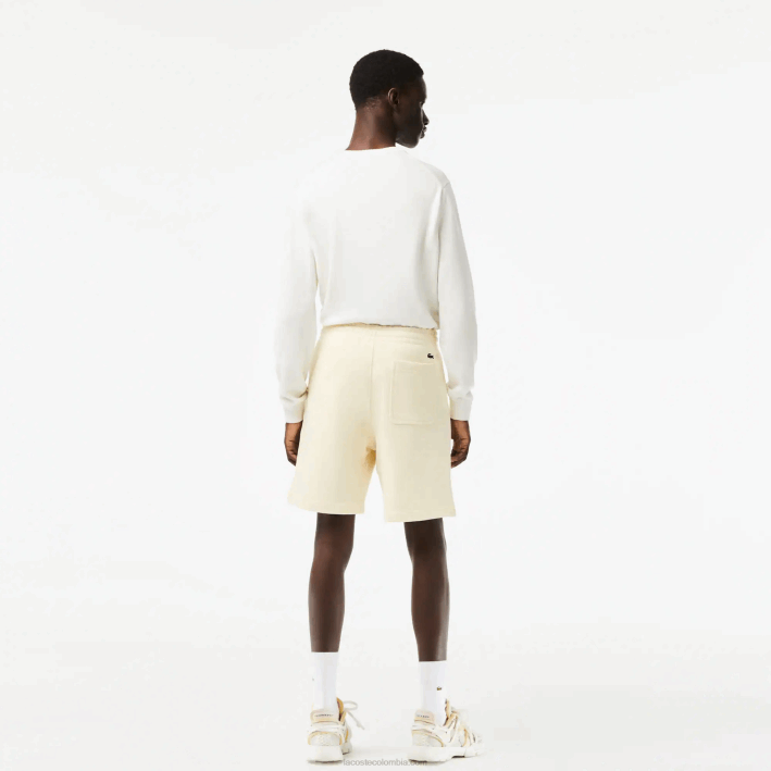 hombres Lacoste 6F24486 xfj blanco shorts de felpa de algodón orgánico sin cepillar