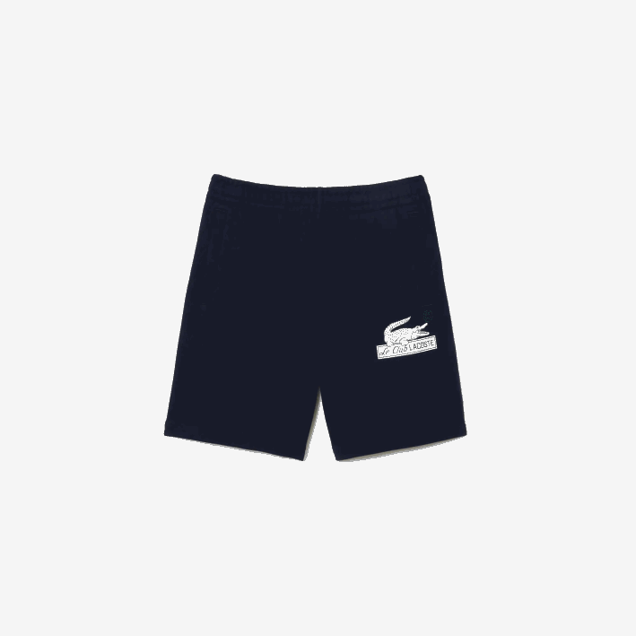 hombres Lacoste 6F24487 azul marino 166 shorts de felpa de algodón orgánico sin cepillar