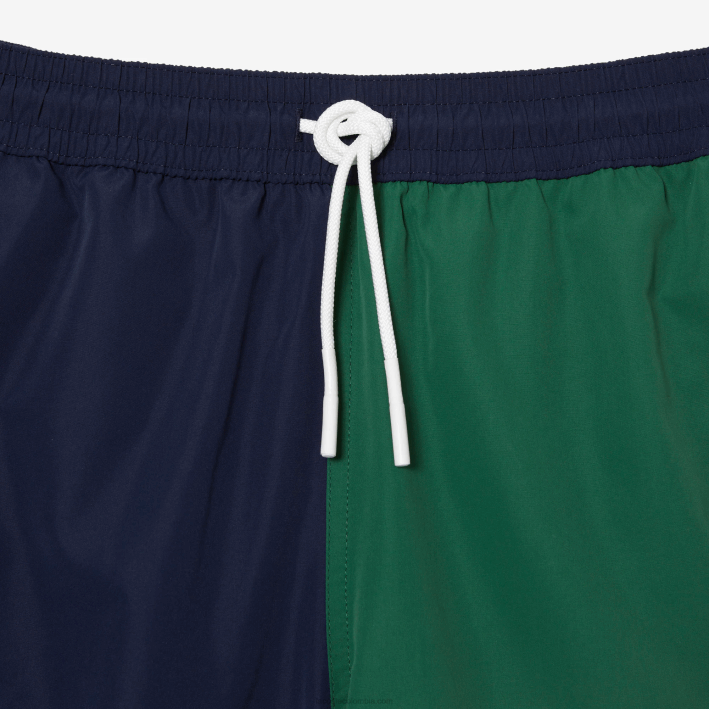 hombres Lacoste 6F24520 azul marino verde blanco ast bañador de poliéster reciclado colorblock