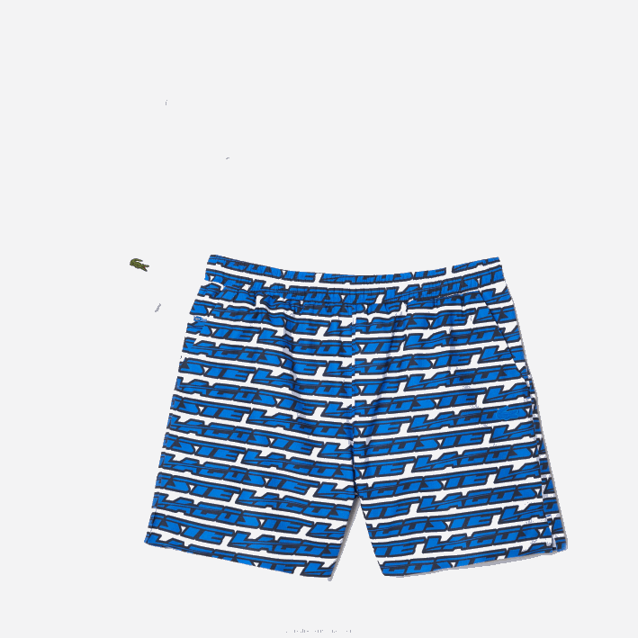 hombres Lacoste 6F24524 blanco azul cualquiera bañador con estampado de dos tonos
