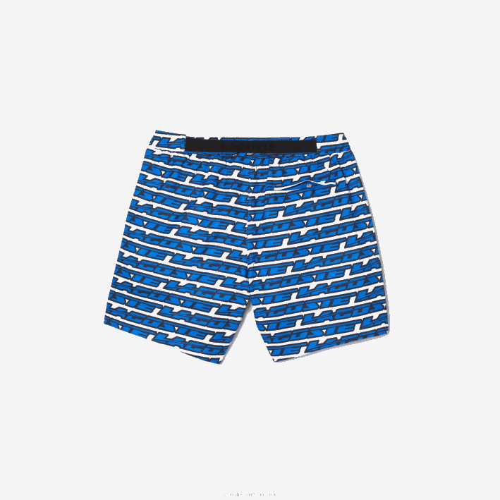 hombres Lacoste 6F24524 blanco azul cualquiera bañador con estampado de dos tonos