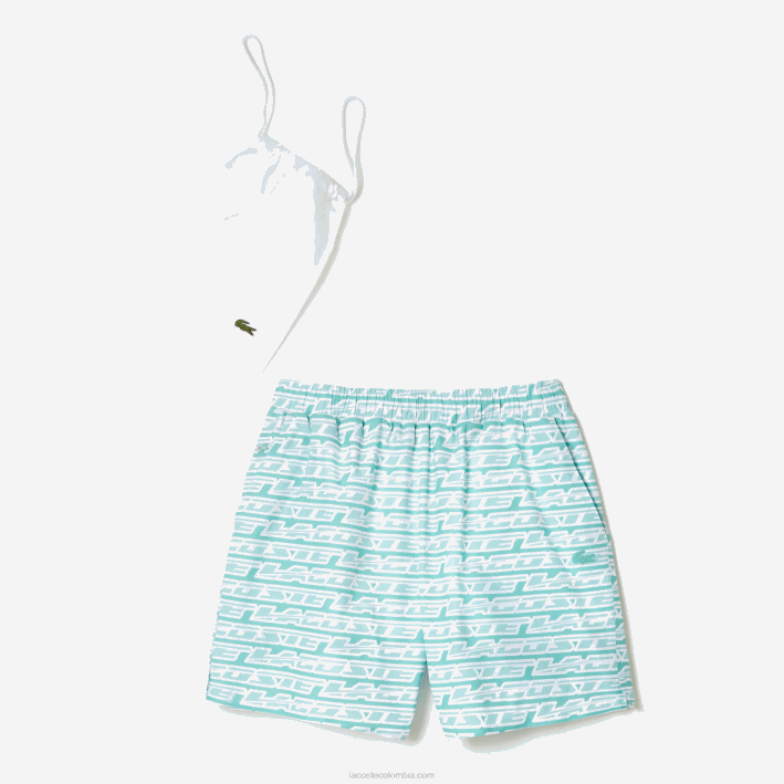 hombres Lacoste 6F24525 verde claro cr5 bañador con estampado de dos tonos
