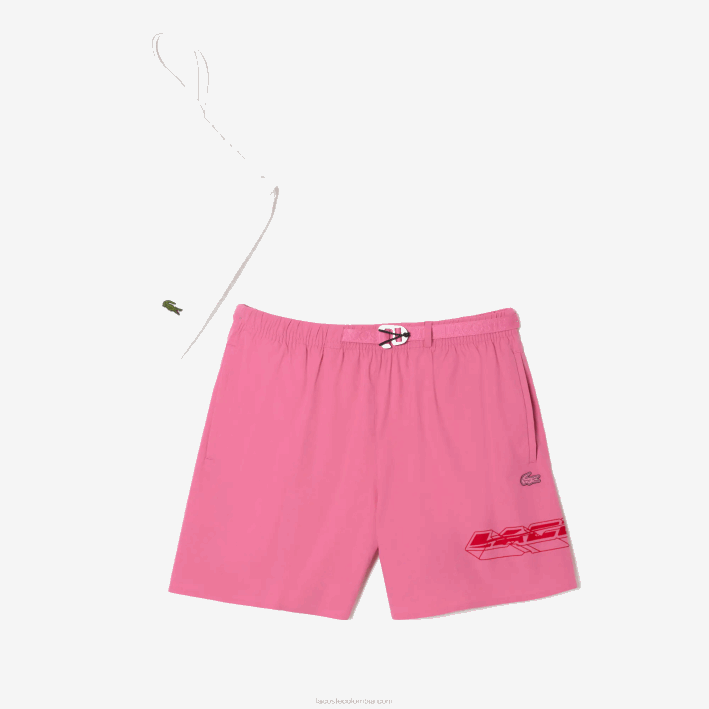 hombres Lacoste 6F24527 rosa 2r3 bañador de secado rápido con franja del logo