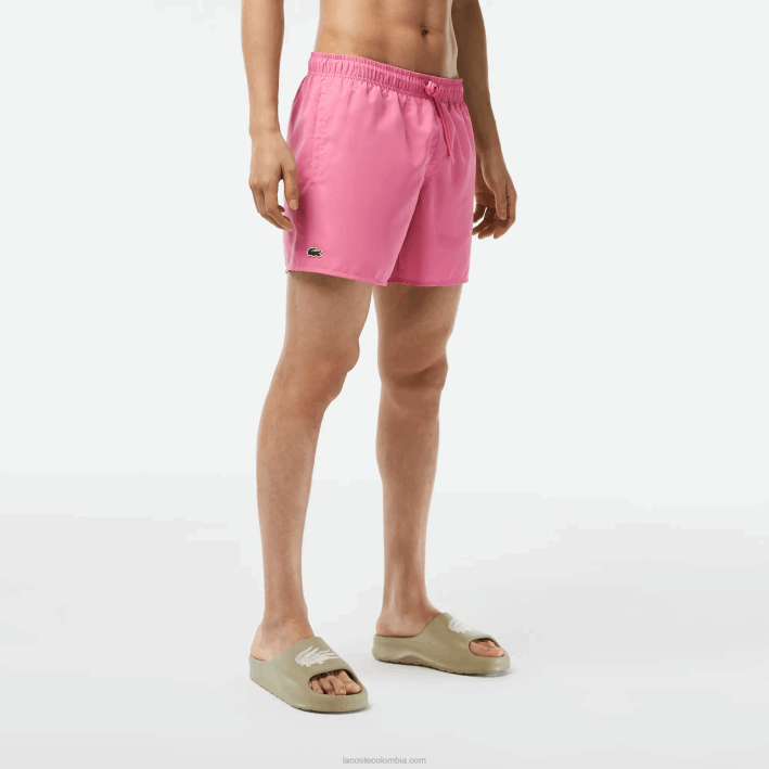 hombres Lacoste 6F24533 rosa verde w4i shorts de baño ligeros de secado rápido