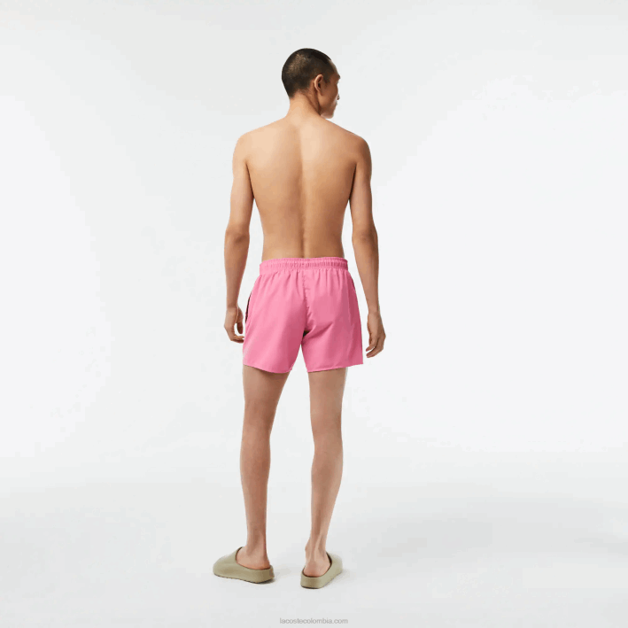 hombres Lacoste 6F24533 rosa verde w4i shorts de baño ligeros de secado rápido