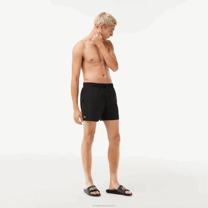 hombres Lacoste 6F24534 negro verde 964 shorts de baño ligeros de secado rápido