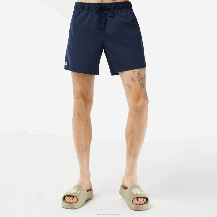 hombres Lacoste 6F24536 azul marino verde 802 shorts de baño ligeros de secado rápido