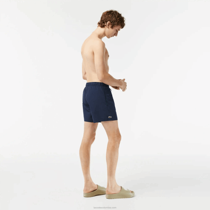hombres Lacoste 6F24536 azul marino verde 802 shorts de baño ligeros de secado rápido