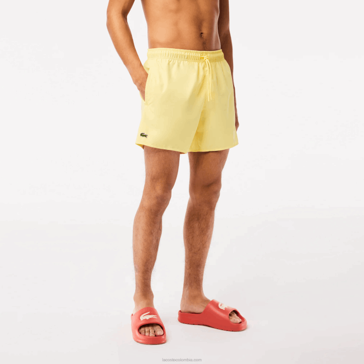 hombres Lacoste 6F24539 amarillo verde 7sh shorts de baño ligeros de secado rápido