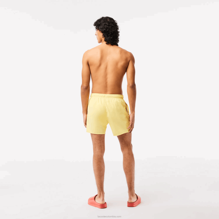 hombres Lacoste 6F24539 amarillo verde 7sh shorts de baño ligeros de secado rápido