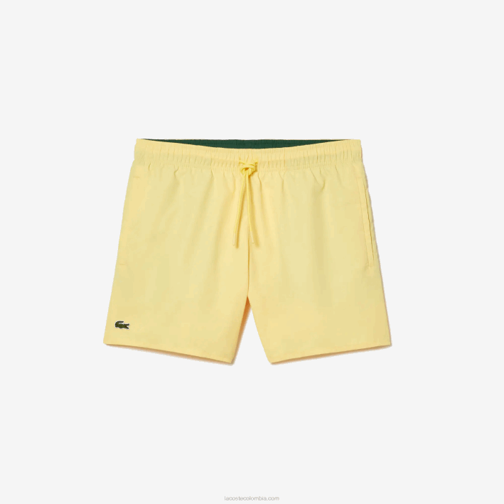 hombres Lacoste 6F24539 amarillo verde 7sh shorts de baño ligeros de secado rápido