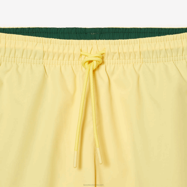 hombres Lacoste 6F24539 amarillo verde 7sh shorts de baño ligeros de secado rápido