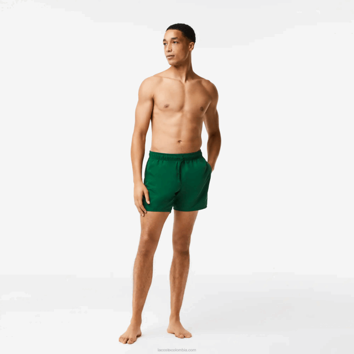 hombres Lacoste 6F24540 verde azul marino 381 shorts de baño ligeros de secado rápido