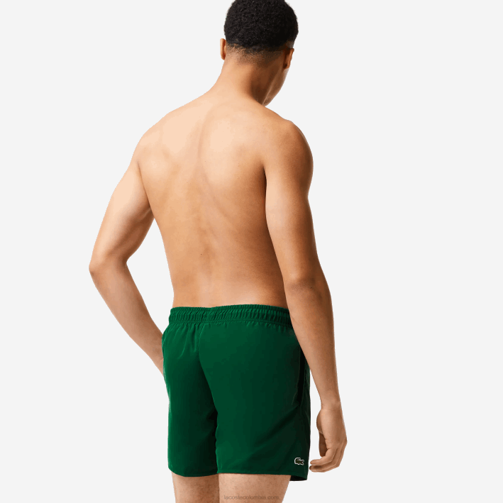 hombres Lacoste 6F24540 verde azul marino 381 shorts de baño ligeros de secado rápido