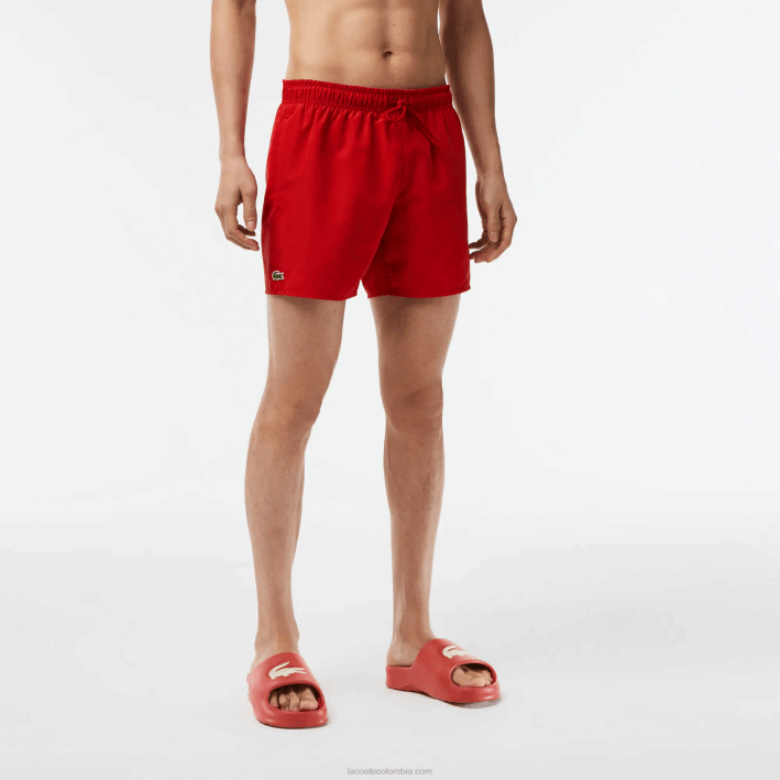 hombres Lacoste 6F24542 rojo verde 8un shorts de baño ligeros de secado rápido