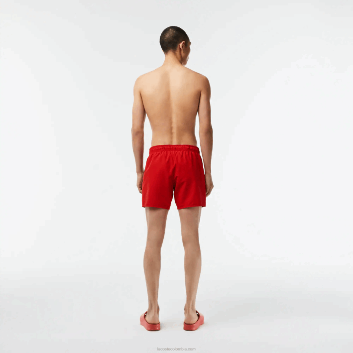 hombres Lacoste 6F24542 rojo verde 8un shorts de baño ligeros de secado rápido