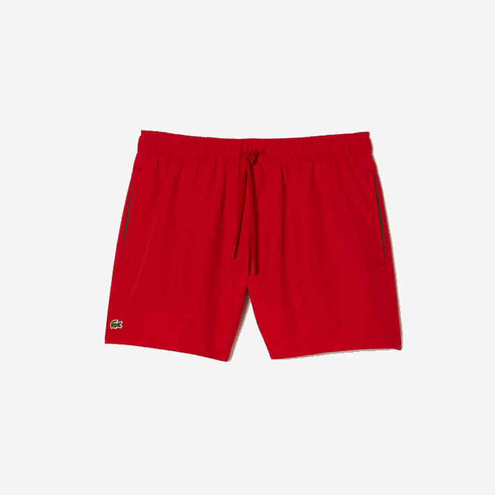 hombres Lacoste 6F24542 rojo verde 8un shorts de baño ligeros de secado rápido