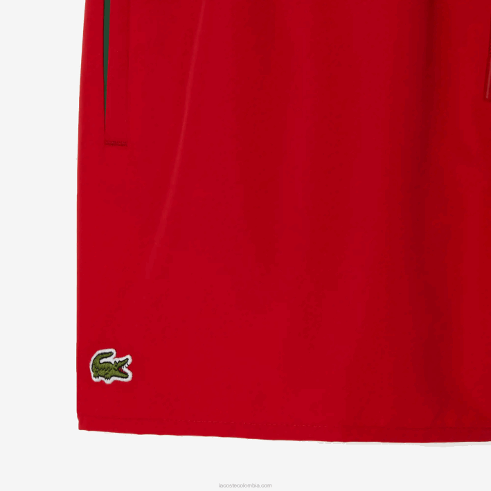 hombres Lacoste 6F24542 rojo verde 8un shorts de baño ligeros de secado rápido