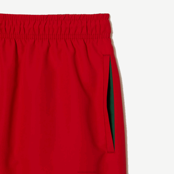 hombres Lacoste 6F24542 rojo verde 8un shorts de baño ligeros de secado rápido
