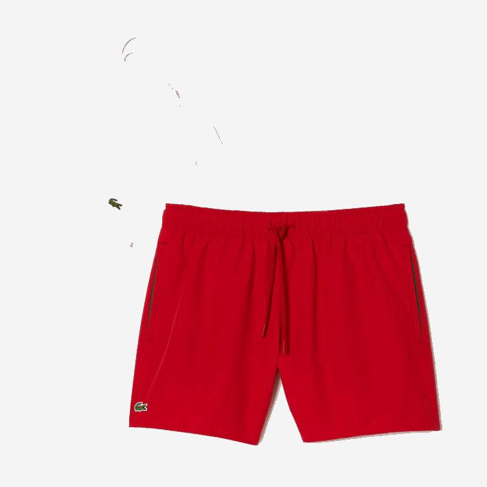 hombres Lacoste 6F24542 rojo verde 8un shorts de baño ligeros de secado rápido