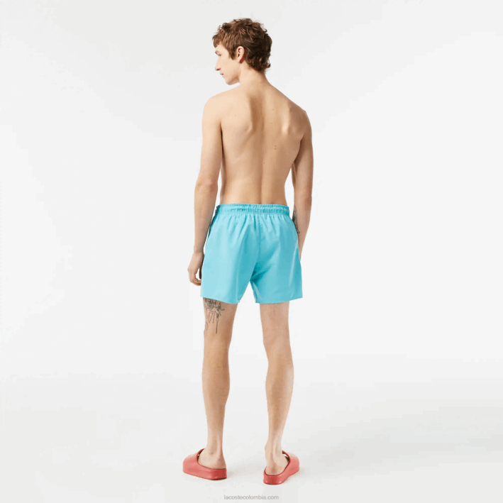 hombres Lacoste 6F24543 verde turquesa vyi shorts de baño ligeros de secado rápido