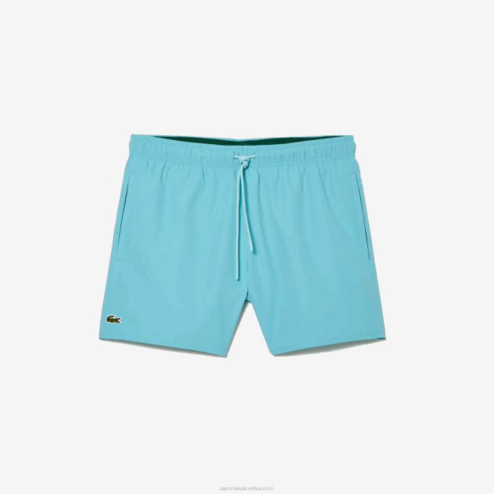hombres Lacoste 6F24543 verde turquesa vyi shorts de baño ligeros de secado rápido