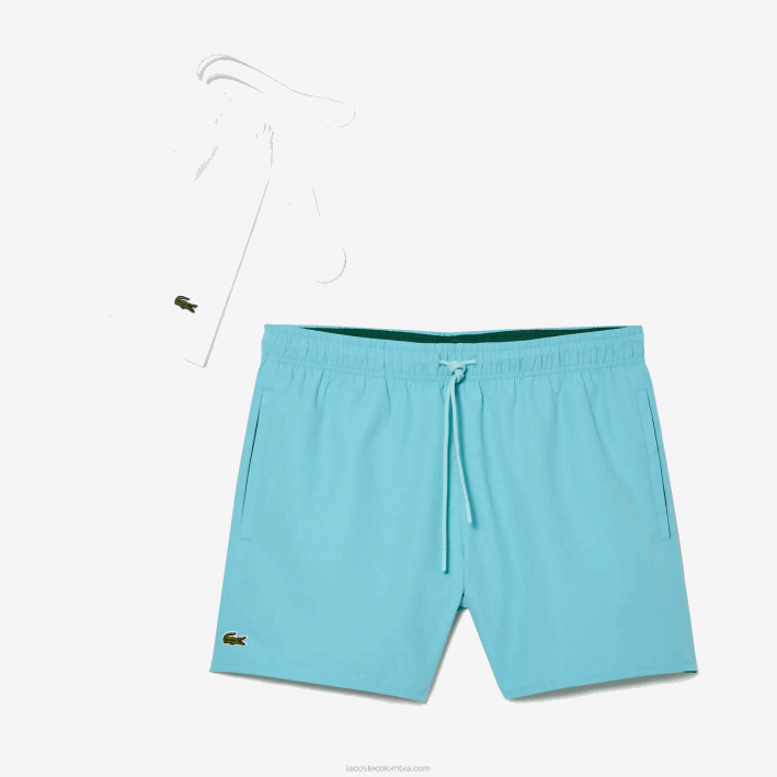 hombres Lacoste 6F24543 verde turquesa vyi shorts de baño ligeros de secado rápido