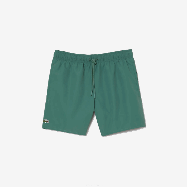 hombres Lacoste 6F24546 wij verde caqui shorts de baño ligeros de secado rápido
