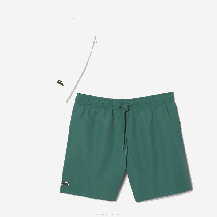 hombres Lacoste 6F24546 wij verde caqui shorts de baño ligeros de secado rápido
