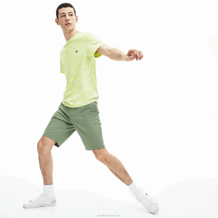 hombres Lacoste 6F24553 verde s86 shorts slim fit de gabardina elástica
