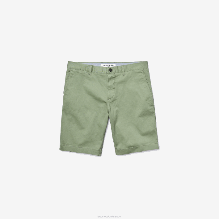 hombres Lacoste 6F24553 verde s86 shorts slim fit de gabardina elástica