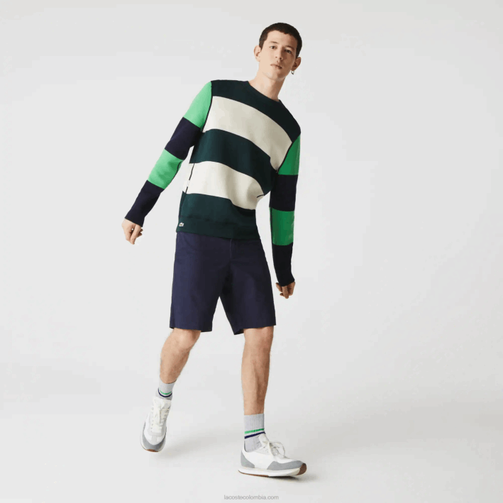 hombres Lacoste 6F24554 azul marino 166 shorts slim fit de gabardina elástica