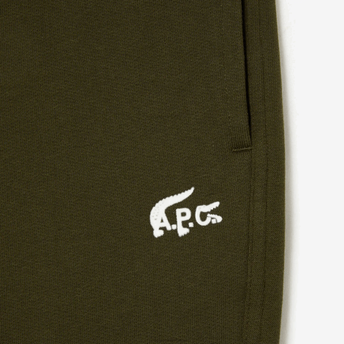 hombres6F241196 caqui verde wtw lacoste x a.p.c. pantalones de chándal de felpa de algodón