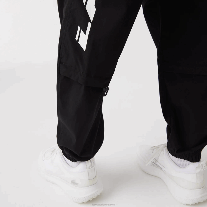 hombres Lacoste 6F241003 negro 031 pantalones de chándal oversize con logo en contraste
