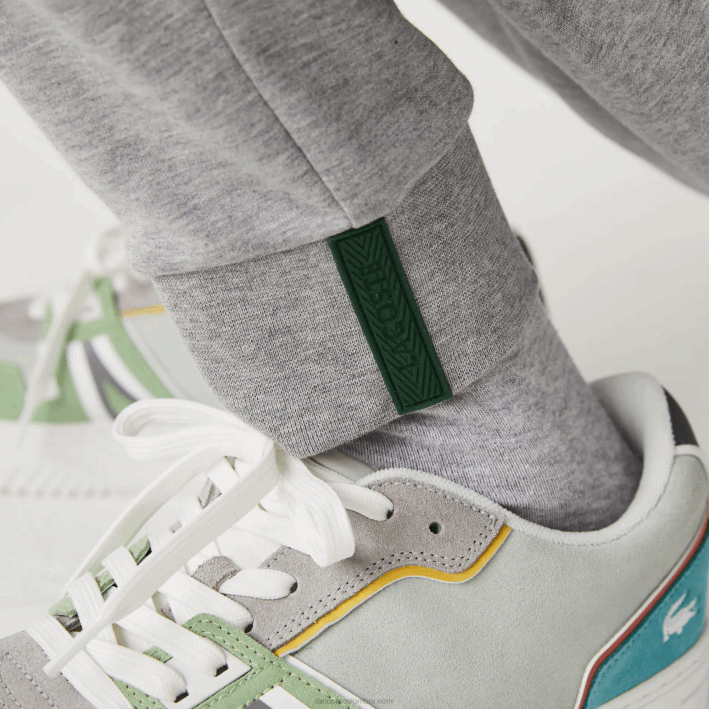 hombres Lacoste 6F241005 lomo gris 4jv pantalones de chándal slim fit en mezcla de algodón jaspeado