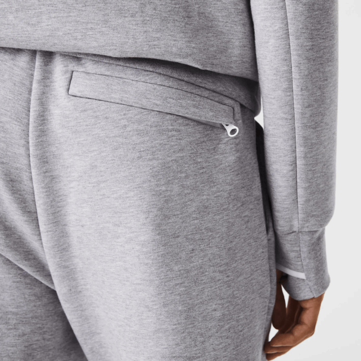 hombres Lacoste 6F241006 lomo gris cca pantalones de chándal slim fit en mezcla de algodón jaspeado