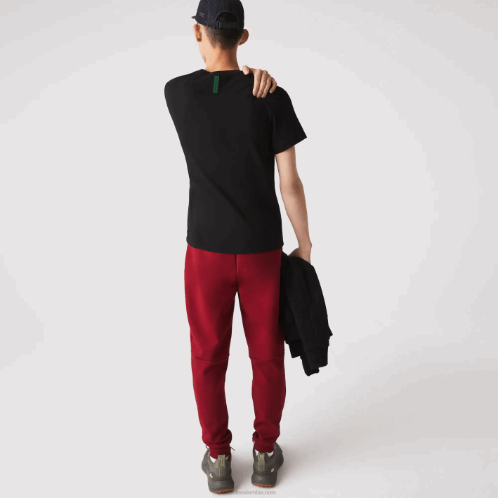 hombres Lacoste 6F241007 burdeos ypw pantalones de chándal slim fit en mezcla de algodón jaspeado