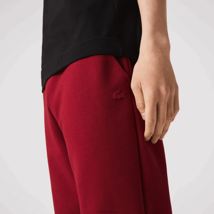 hombres Lacoste 6F241007 burdeos ypw pantalones de chándal slim fit en mezcla de algodón jaspeado
