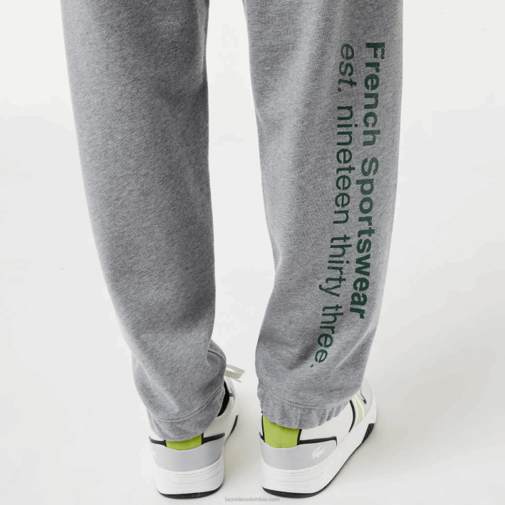 hombres Lacoste 6F241012 lomo gris yrd pantalones deportivos estampados