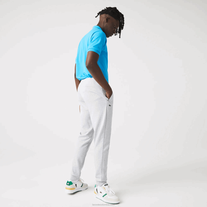 hombres Lacoste 6F241020 chino gris claro 9ya pantalones deportivos con paneles de malla