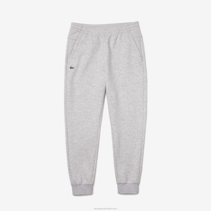 hombres Lacoste 6F241020 chino gris claro 9ya pantalones deportivos con paneles de malla