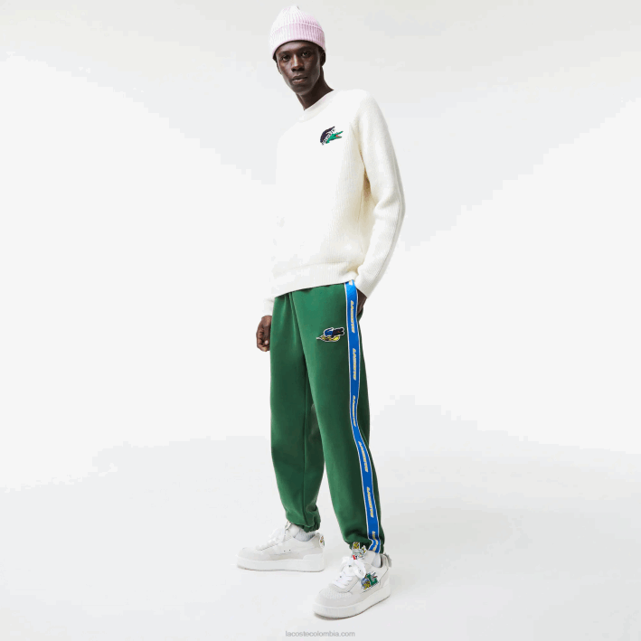 hombres Lacoste 6F241026 verde 132 pantalones de chándal con logo