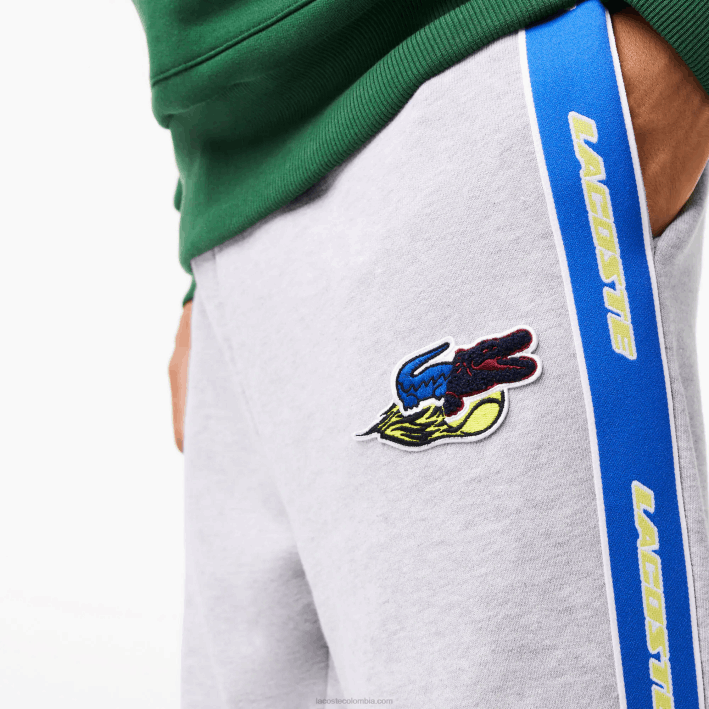 hombres Lacoste 6F241027 lomo gris cca pantalones de chándal con logo