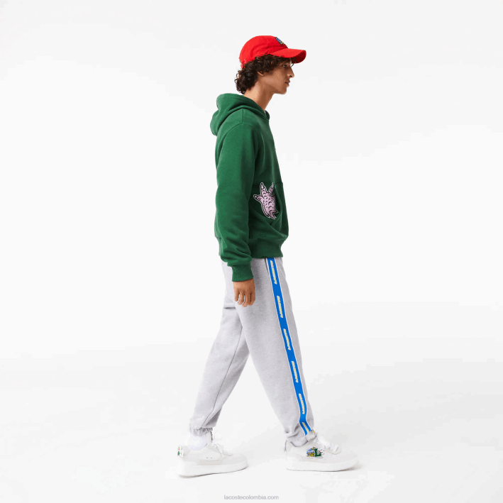 hombres Lacoste 6F241027 lomo gris cca pantalones de chándal con logo